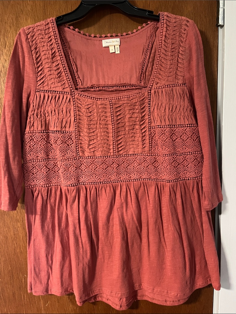 Meadow Rue Mauve Smocked Crochet Tunic